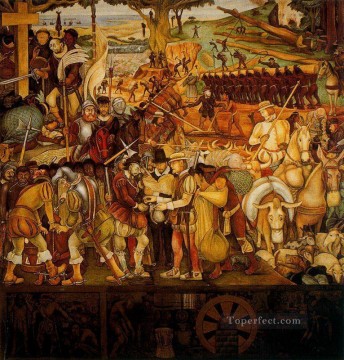 Diego Rivera Painting - colonization the great city of tenochtitlan 1952 Diego Rivera